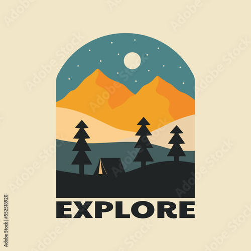 Explore the nature with camping design vector