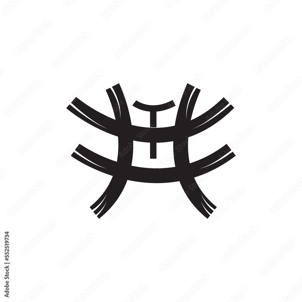 letter H and T japanese concept icon logo. letter H and T japanese concept icon logo.