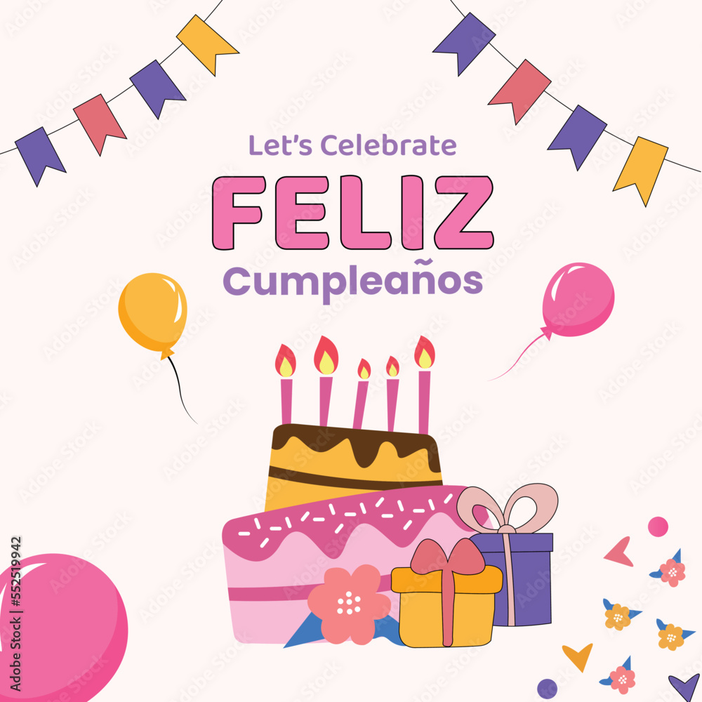 Spanish Birthday wish vector template Spanish Birthday wish vector template
