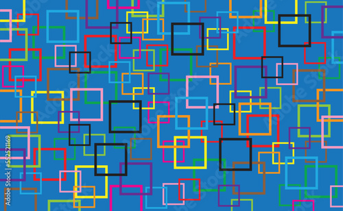 Multi-colored squares stacked on a sea-coloured background.