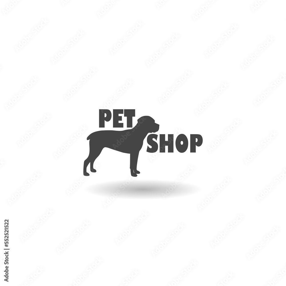 Pet shop dog logo icon with shadow Pet shop dog logo icon with shadow