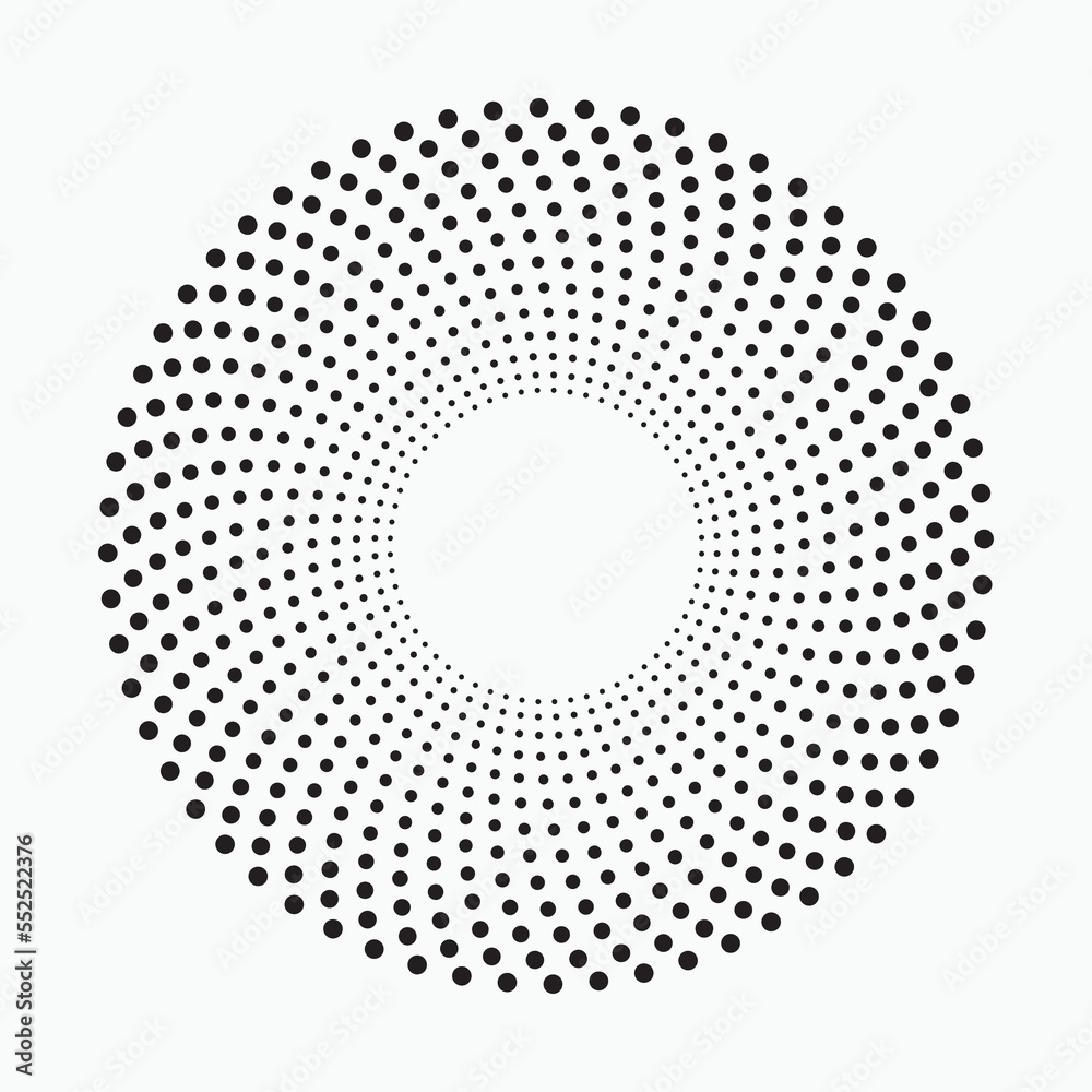 Abstract dotted circles. Halftone dots in circular form. Vector logo. Design element for various purposes.	