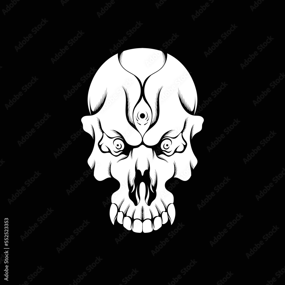 angry demon skull design illustration