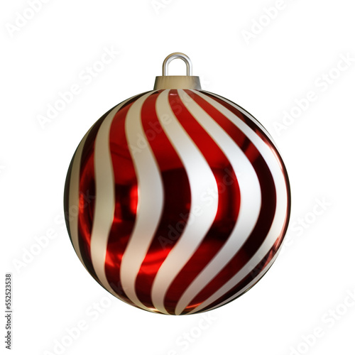 Realistic red christmas ball isolated on a transparent background.