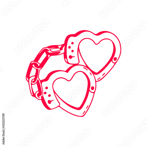 heart shaped handcuffs vector illustration concept