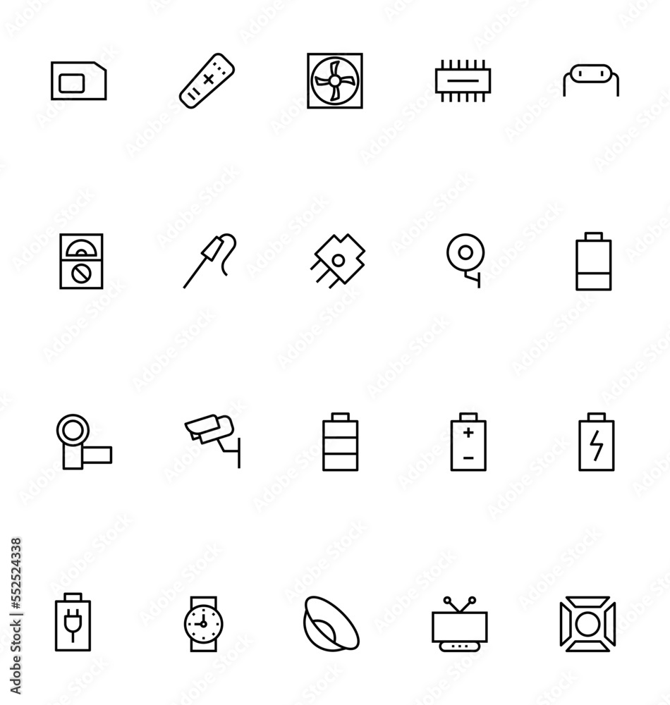 Fototapeta premium Electronics Line Vector Icons 