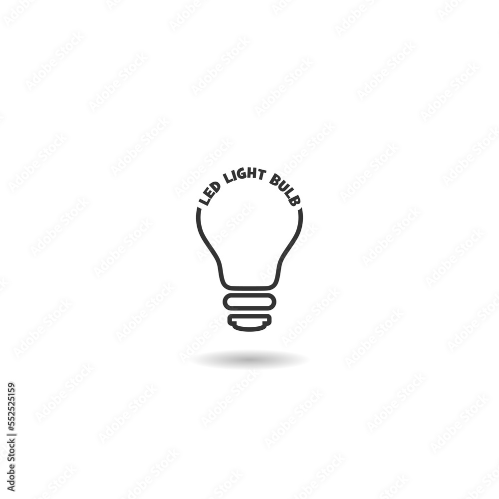 Led Light lamp bulb icon with shadow