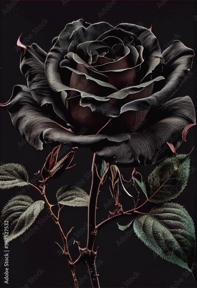 Single deep black rose studio lighting dark background Generative AI  Stock-Illustration | Adobe Stock