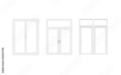 Isolated white window PNG transparent 3D rendering.