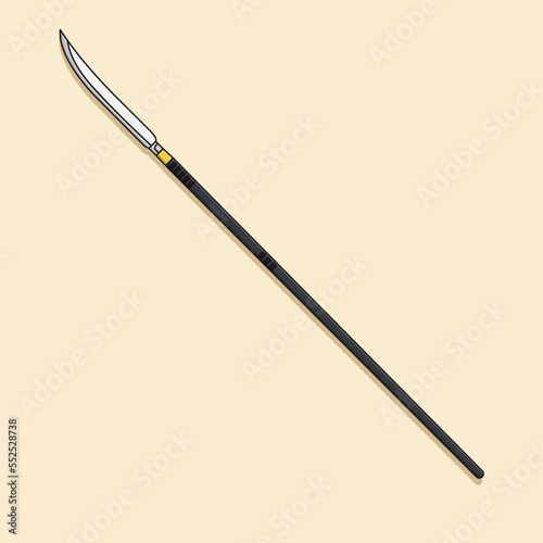 Naginata Vector Icon Illustration. Japanese Spear Vector. Flat Cartoon Style Suitable for Web Landing Page, Banner, Flyer, Sticker, Wallpaper, Background