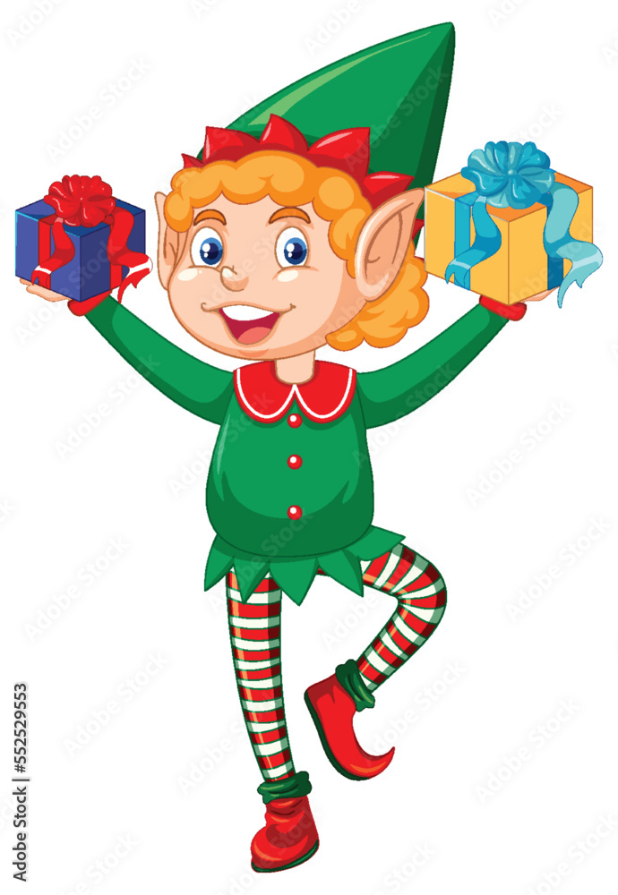 Cute kid wearing elf costume cartoon Cute kid wearing elf costume cartoon