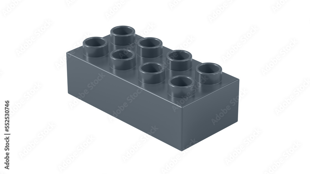 Dark Slate Plastic Block Isolated on a White Background. Children Toy Brick, Perspective View. Close Up View of a Game Block for Constructors. 3D illustration with a Work Path. Ultra HD 8K Dark Slate Plastic Block Isolated on a White Background. Children Toy Brick, Perspective View. Close Up View of a Game Block for Constructors. 3D illustration with a Work Path. Ultra HD 8K