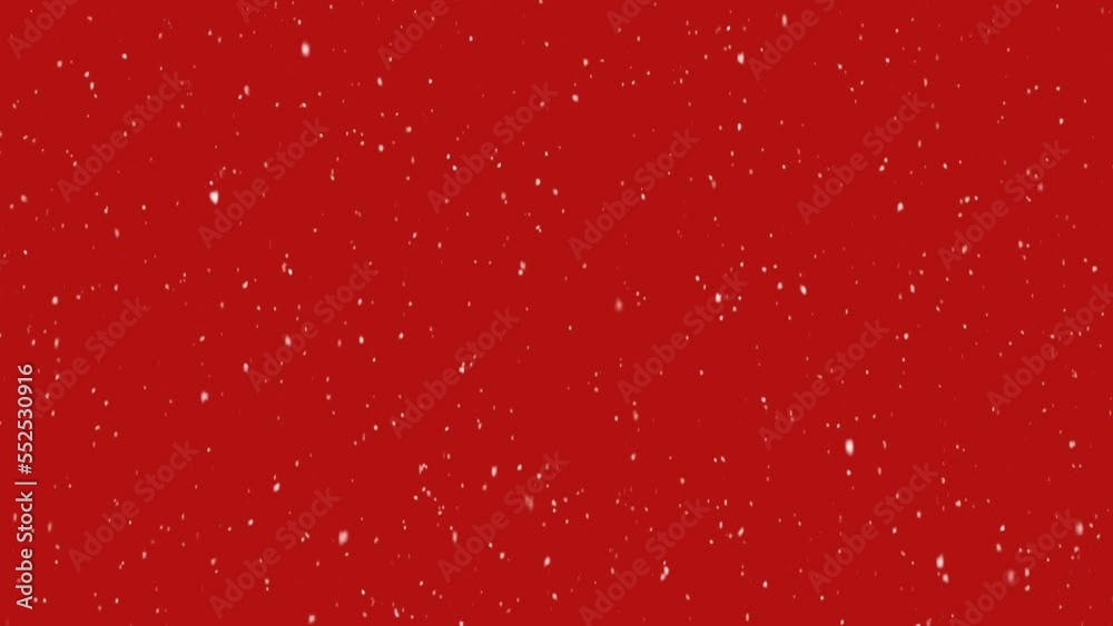 Animation of snow falling over red background Animation of snow falling over red background