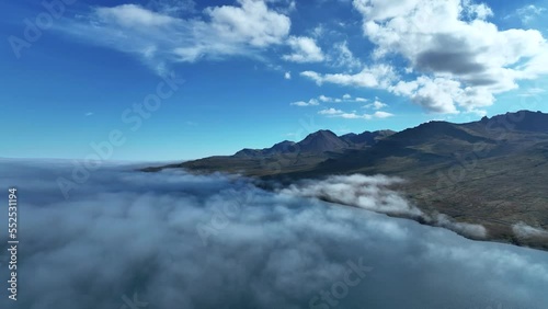 Sandfell Mountain In Faskrudsfjordur, East Iceland - aerial drone shot photo