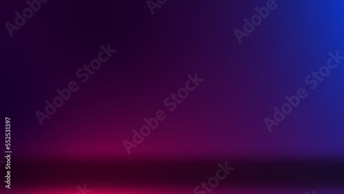 Neon shining effects on dark background. Empty glowing techno backdrop. Empty scene. Dark street reflection on wet asphalt. Rays of neon light in the dark, stage show Abstract background.