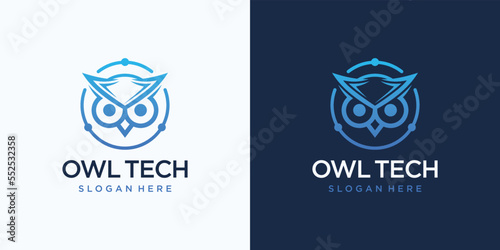 Owl technology logo design inspiration and business card template
