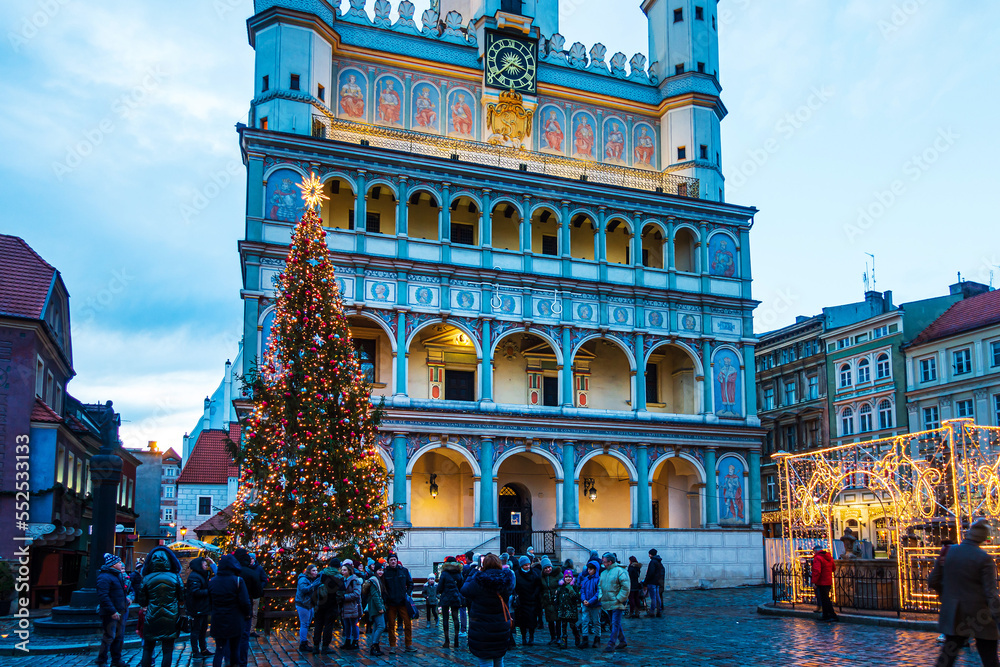 POZNAN, POLAND - December 15, 2019: Poznan Christmas Market, Poland