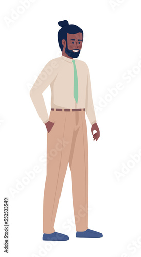 Smiling manager semi flat color vector character. Office worker. Editable figure. Full body person on white. Businessman simple cartoon style illustration for web graphic design and animation © The img