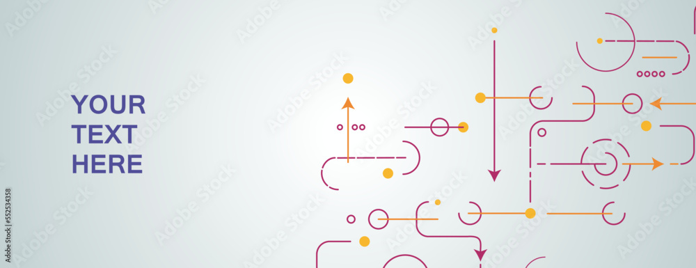 Creative illustration with geometric shapes and lines and arrows. Vector technology design. Connect creative background