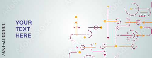 Creative illustration with geometric shapes and lines and arrows. Vector technology design. Connect creative background