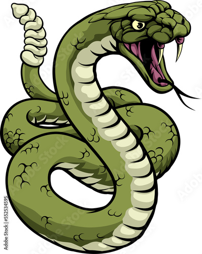 Rattlesnake Snake Animal Sport Team Cartoon Mascot photo