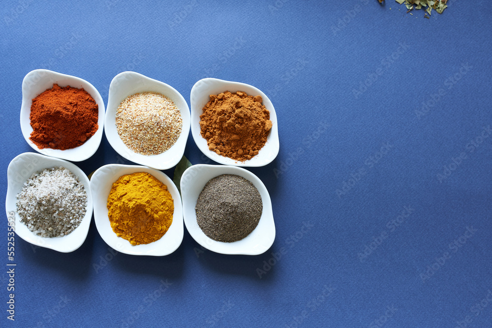 Set of spices for cooking meat dishes.