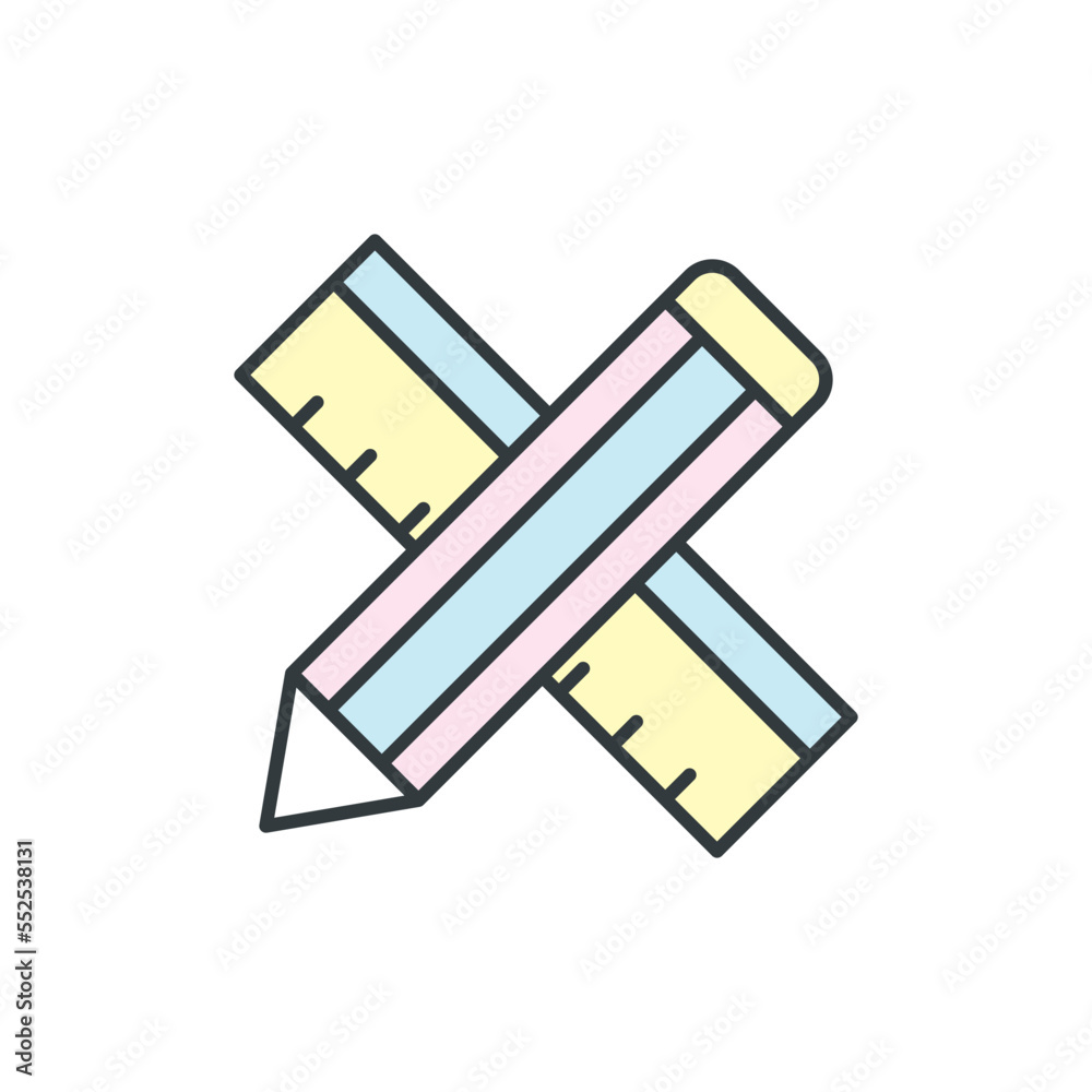 Ruler and pencil icon vector design templates isolated on white background Ruler and pencil icon vector design templates isolated on white background