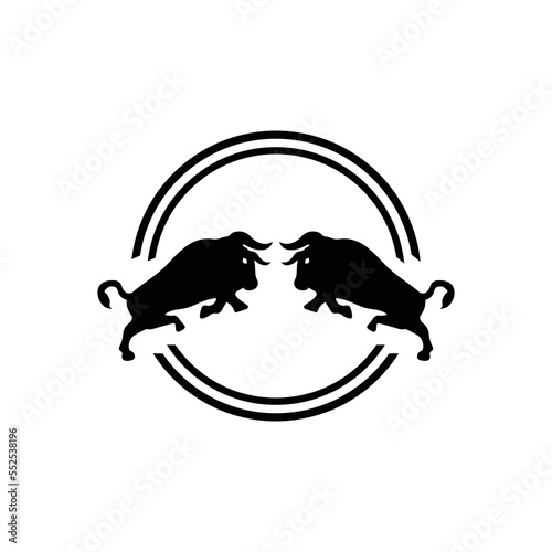 Circle two bull animal logo template design . icon logo . silhouette logo 