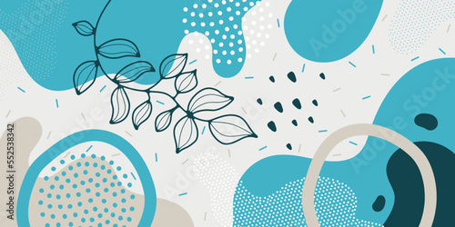 Cute doodle pattern background with abstract shapes and dots. Modern vector pattern for Banner, Flyer, Cover...