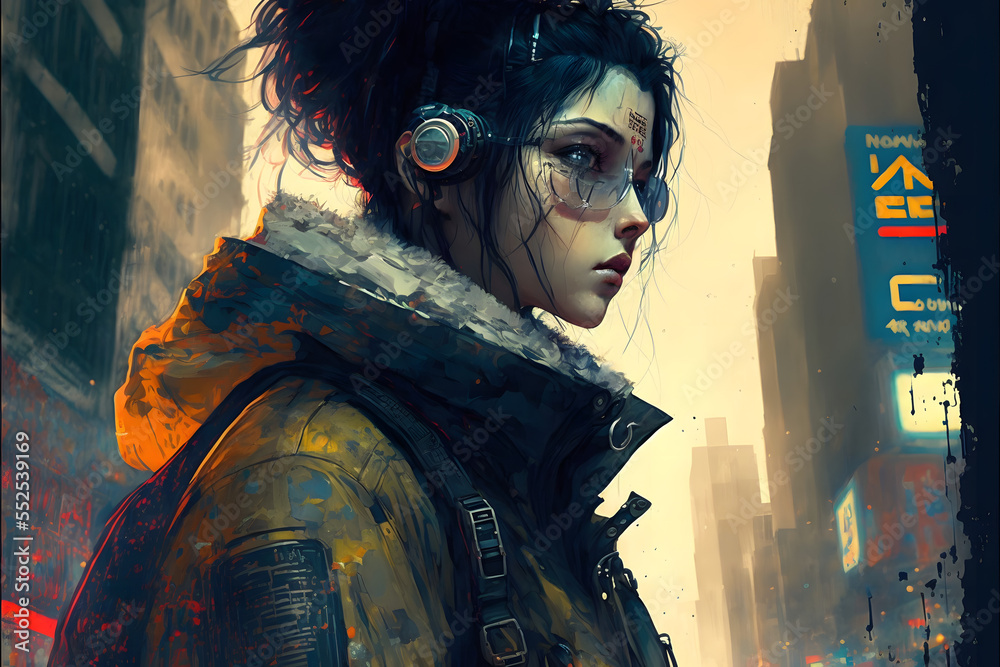 anime, anime girls, cyberpunk, artwork