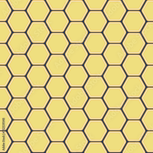 Yellow geometric seamless honeycomb pattern illustration, vector isolated for backgrounds.