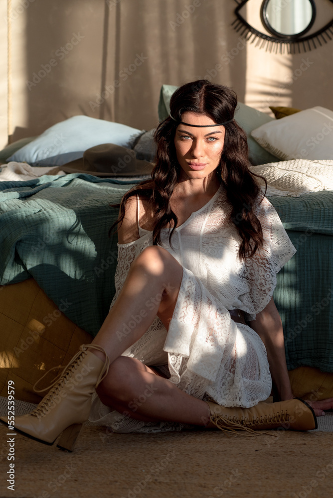 Boho styled model wearing dress