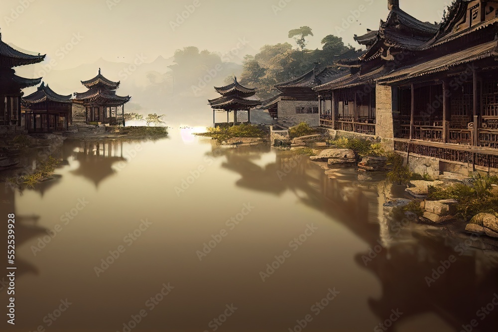 Obraz premium Ancient Town Landscape 