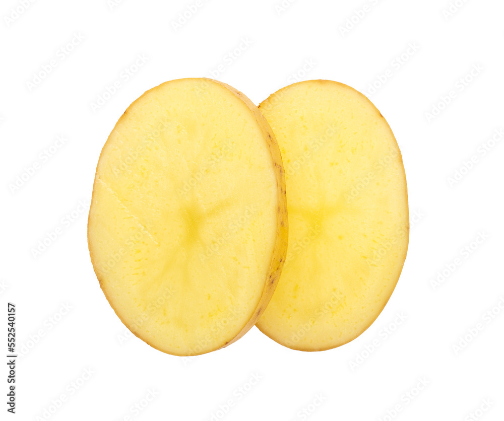 Raw Potato Sliced isolated on transparent png Raw Potato Sliced isolated on transparent png