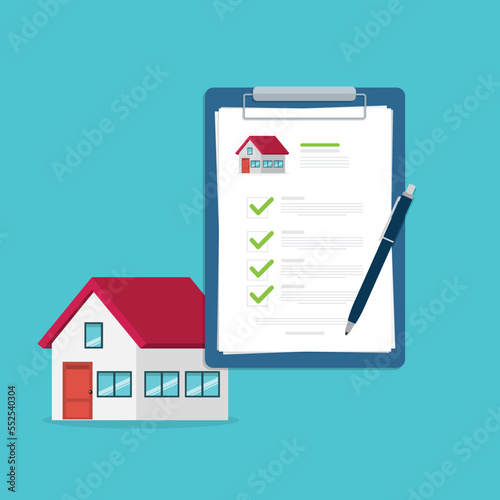 Buy or rent house contract. Real estate document, mortgage documents.
