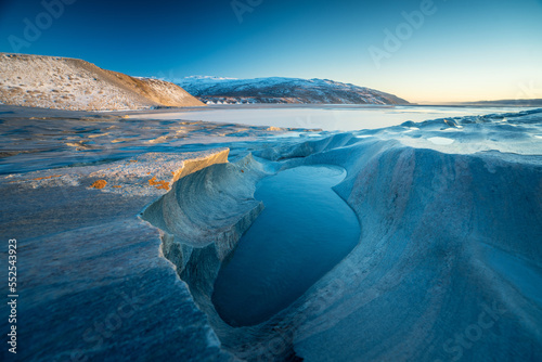 Overview of marble rock Landscape in Greenland photo