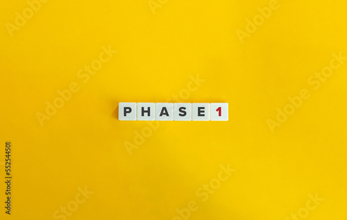 Phase 1 (One) Banner. Letter Tiles on Yellow Background. Minimal Aesthetics.