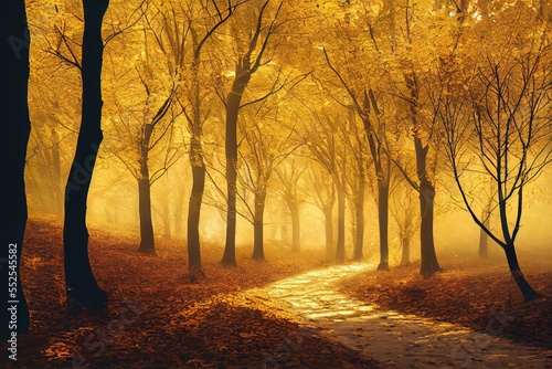 Autumn in the forest with Yellow leaf  © CREATIVE STOCK