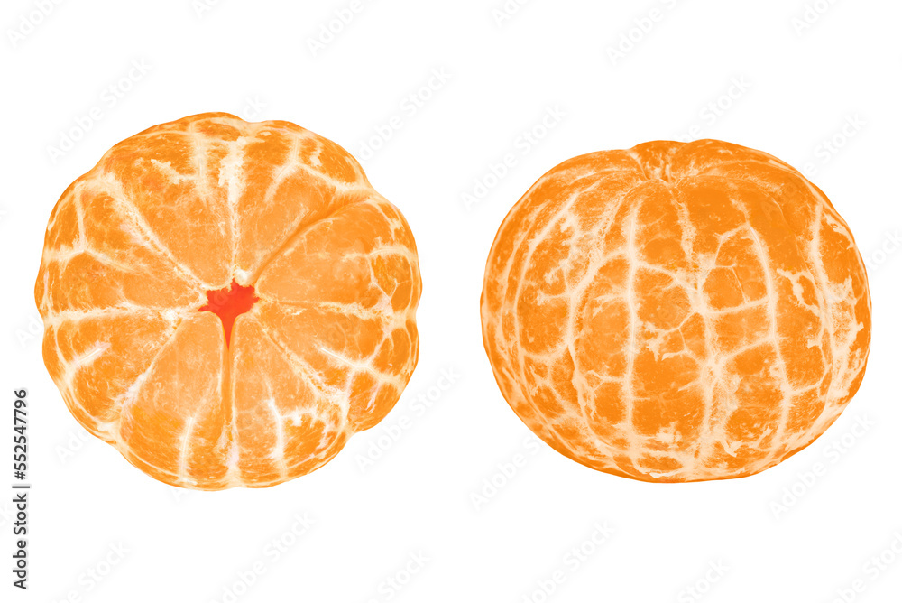Two peeled tangerines isolated on a transparent background. Two peeled tangerines isolated on a transparent background.