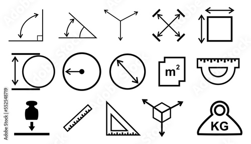 measurement icon set isolated on white.