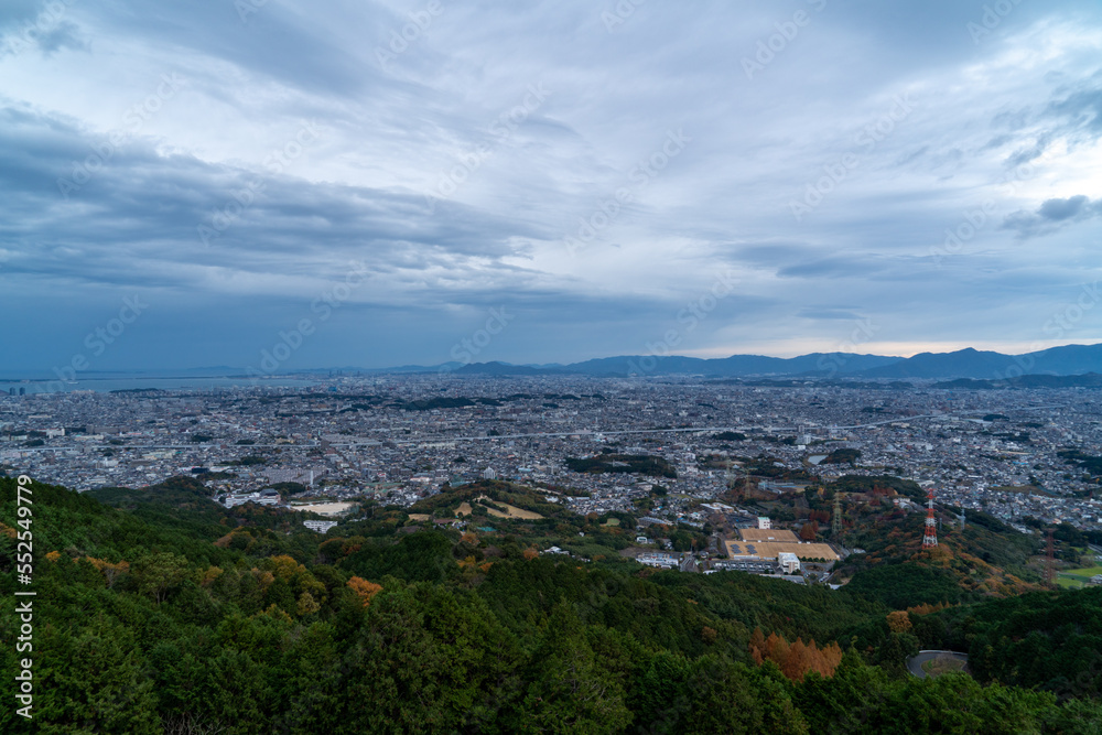 View of Fukuoka city from hill, Japan