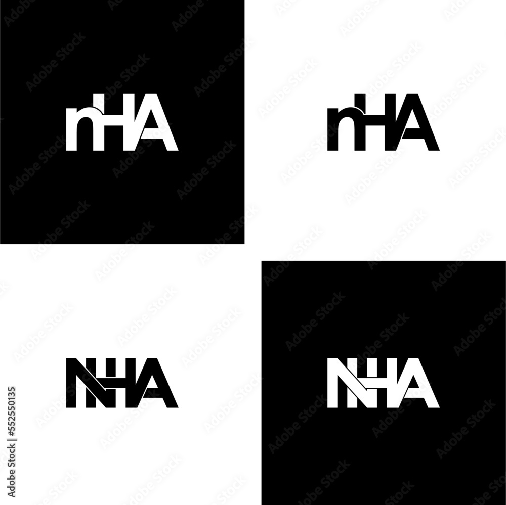 nha letter initial monogram logo design set