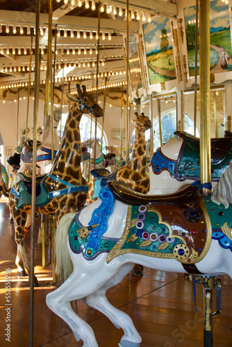 Fototapeta Naklejka Na Ścianę i Meble -  vintage merry-go-round with carousel horses
