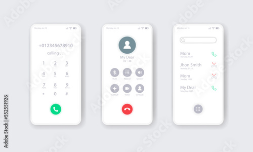 Smartphone dial screen vector illustration. Suitable for design element of phone call, app user interface, and dial screen display template.
