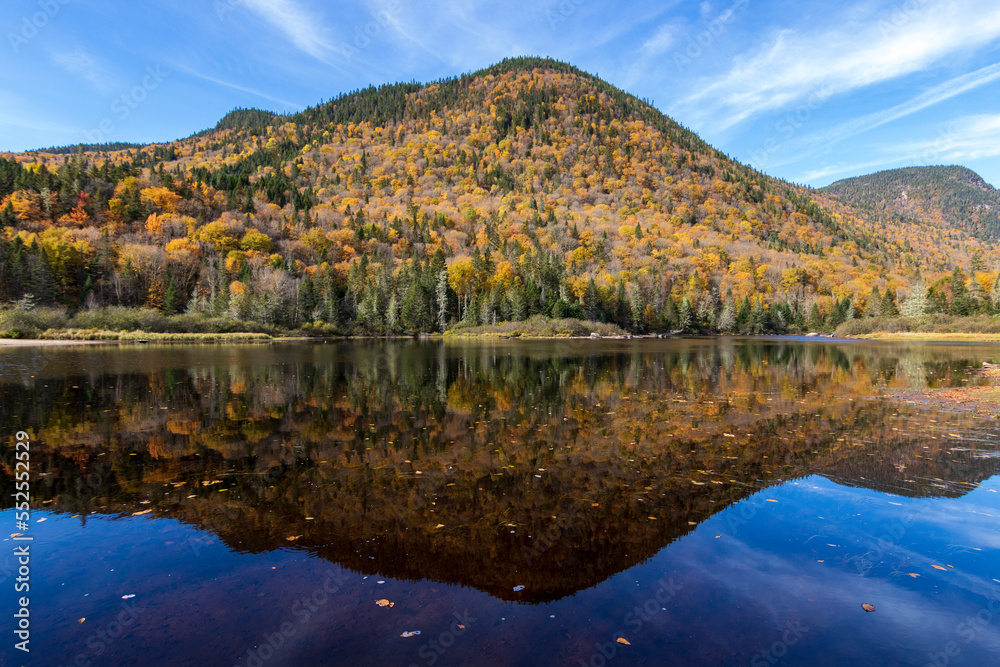 Fall colors reflections at Jacques Cartier National Park. Quebec. Canada. Fall colors reflections at Jacques Cartier National Park. Quebec. Canada.