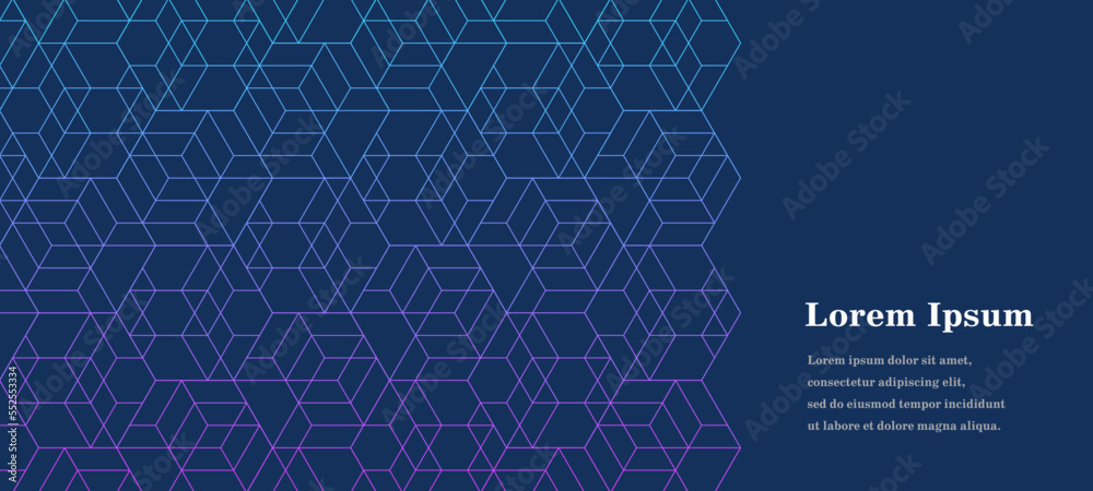 Obraz premium 幾何学 抽象 青 紫 六角 背景