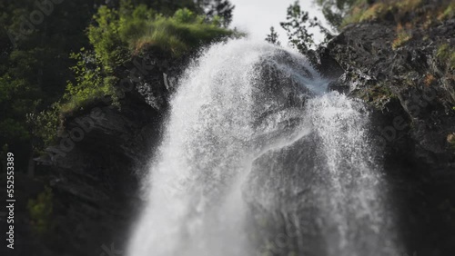 Steinsdalsfossen waterfall a close-up photo