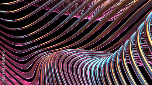 Abstract waves 3D rendering background