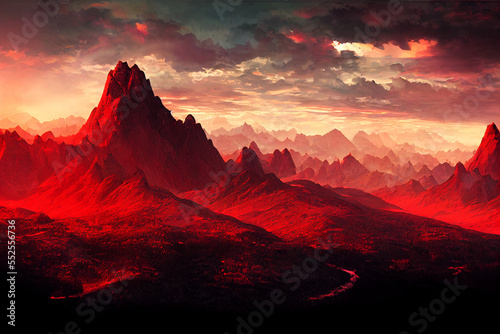Red sunset in the mountains © Ryuji