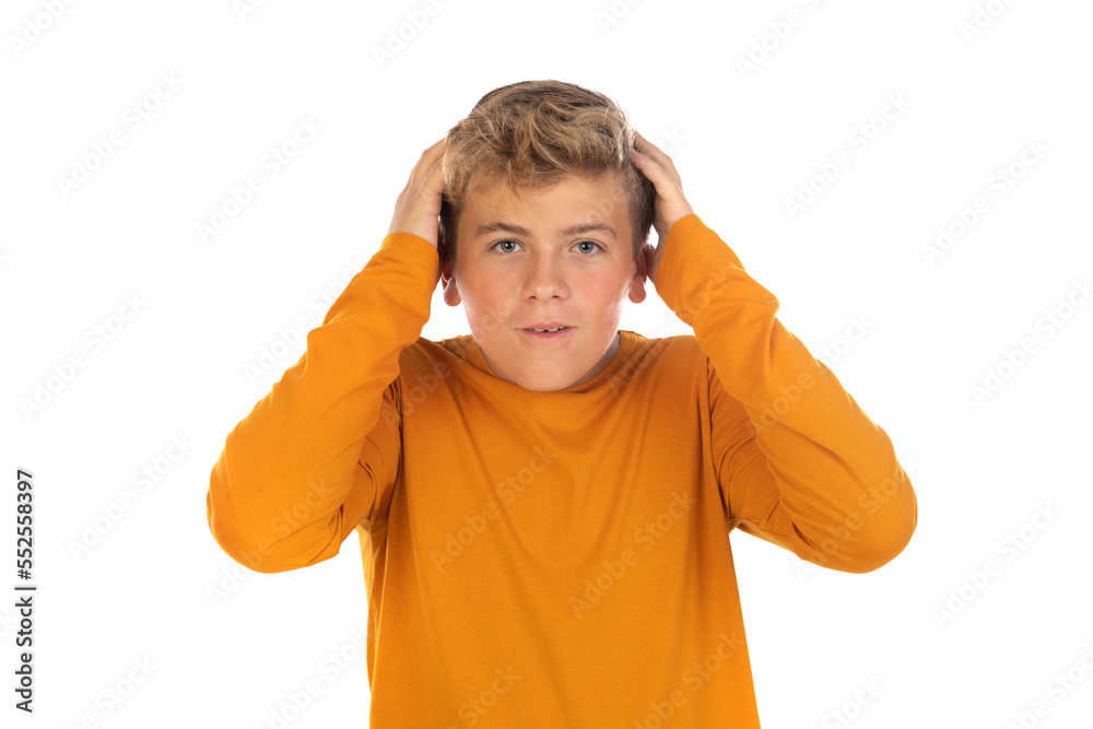 Teenager in orange t-shirt Teenager in orange t-shirt